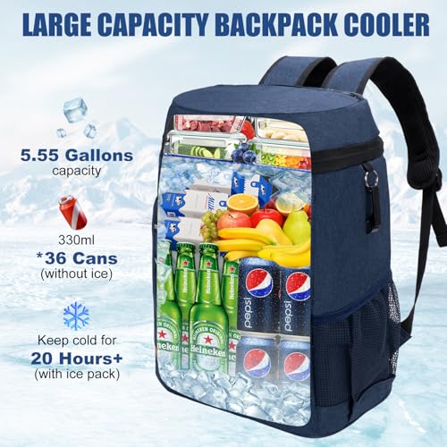 Backpack Cooler Insulated Leak Proof, Lightweight Soft Sided Cooler Backpack for Men Women, Waterproof Beach Cooler Bag Lunch Backpack for Camping Hiking Picnic Fishing Travel Outdoor - color: Blue, size: 36 Cans