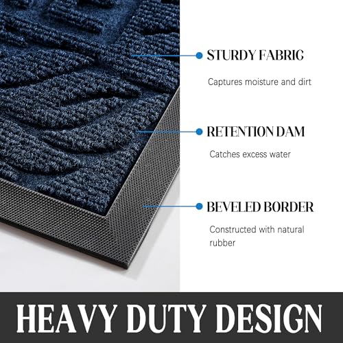 Yimobra Large Welcome Mat 47x24, Waterproof Non-Slip Outdoor Mats for Front Door Outside Entrance, Low-Profile Entryway Mat Indoor for Garage Patio, Blue - color: Blue, size: 47x24 Inch