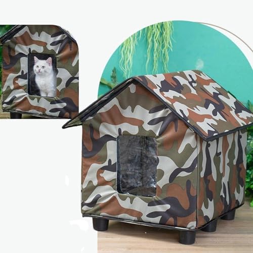 Outdoor Cat House Tent Pet Supplies Foldable Insulated Kitten House Stray Cat Shelter for Outside Garden Patio Winter Porch, Multicolor - color: Multicolor