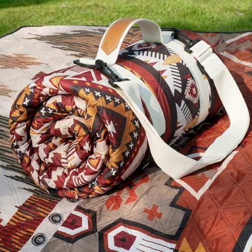 Genovega Waterproof Picnic Blanket Outdoor Camping Beach Mat Rug Extra Large Foldable Essential Roadtrip Gadget Rv Accessories Glamping Tent Gear Must Haves Hiking Stuff Backpacking Necessities Gift - color: Boho Brown