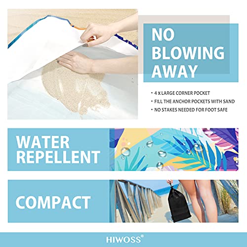 Beach Blanket Waterproof Sandproof Oversized 95”x 80”,Sand Free Beach Mat with Corner Pockets,Portable Mesh Bag for Travel and Outdoor Camping (Dreamsea) (TripicalJungle) - color: Tripicaljungle