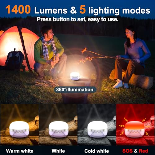 LED Camping Lantern Rechargeable 1400LM, Up to 420H Running Time Camping Tent RGB Light, 10400mAh Emergency Hanging Light for Hurricane, Power Outages, Home, Hiking,Violet - style: Violet Ultra