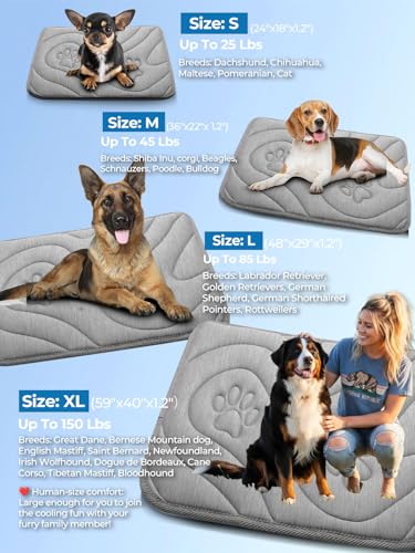 Dog Cooling Mat, Reversible Cool & Warm Pet Orthopedic Pad, Thick Mat for Summer & Winter, Machine Washable, Portable for Crate, Kennel, Bed, Floor, Sofa, Car (Cool Grey, Medium: 36" x 22") - size: Medium