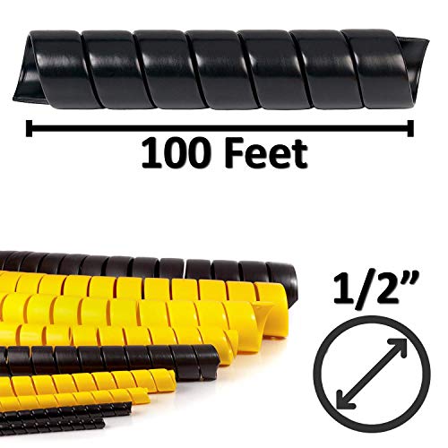 Electriduct 1/2 Inch Heavy Duty Spiral Wrap HDPE Flexible Plastic Cable Sleeve Hose Protector - 100 Feet - Black - color: Black, size: 0.5 in - 100 ft