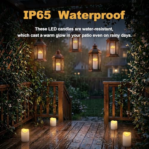 Amagic Waterproof Outdoor Flameless Candles with Remote, LED Candles Battery Operated with Timer, Flickering Fake Pillar Candle for Outside Patio Yard Decor, Ivory, Set of 5, D3 X H4 5" 6" 8" 8" - color: Ivory White, size: D3"x H4"5"6"8"8"