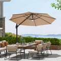10ft Cantilever Patio Umbrella with Base - 360° Rotation & Adjustable Tilt - Heavy-Duty Waterproof Canopy - Rust-Resistant Aluminum Frame - Windproof Offset Sun Shade for Garden, Deck, Pool, or Backyard - Grey or Beige - color: Tan