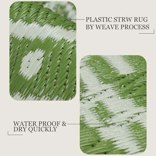 famibay Round Outdoor Rugs for Patios 6 Ft Round Outdoor Rug Waterproof Round Patio Rug Outdoor Plastic Straw Rug Lightweight Portable Boho Outdoor Carpet Mats for Patio Camping Porch(Yellowish Green) - color: Yellowish Green, size: Round 6ft