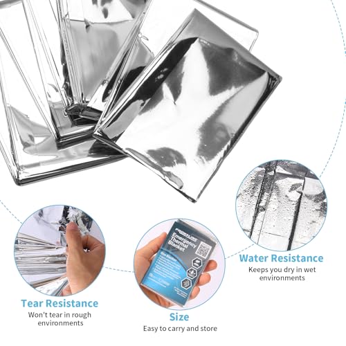 FRONTLINE Mylar Emergency Blankets 54" x 84" | Lightweight Thermal Survival Space Blanket, Waterproof & Windproof Foil Blanket for Camping, Hiking, First Aid & Disaster Preparedness (4)