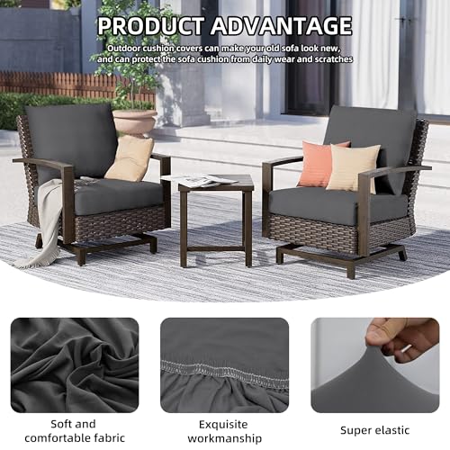 8Pcs Outdoor Cushion Covers, Patio Cushion Covers,Stretch Elastic Slipcovers, Replacement Washable & Reusable Furniture Protector for Patio Couch (Grey,Cover Only) - color: Grey, size: 8Pcs-Solid color