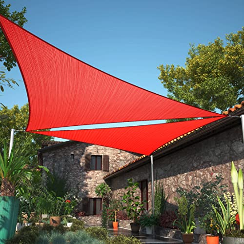 ShadeMart 20' x 20' x 20' Red Triangle Sun Shade Sail UPF50 SMTAPT20 Canopy Fabric Cloth Screen, Water Air Permeable & UV Resistant, Heavy Duty, Carport Patio Outdoor - (We Customize Size) - color: Red, size: 20' x 20' x 20'