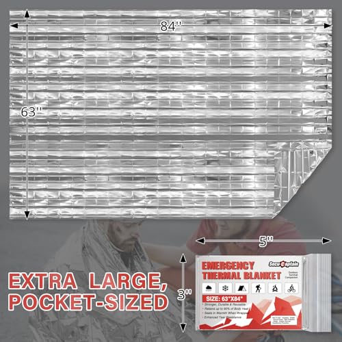 SecuCaptain Survival Emergency Thermal Blankets: 30 Pack Extra Large 84” x63” Space Mylar Blanket Kit for Outdoor Cold Winter Camping Hiking Car Bug Out Bag or First Aid - color: Sliver, size: 30 Pack