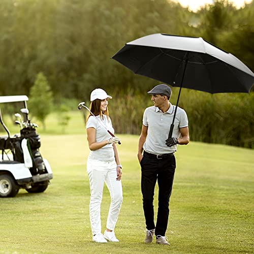 G4Free Vented UV Golf/Beach Umbrella 68" Arc, Auto Open Oversize Extra Large Windproof Sun Shade Rain Umbrellas - color: Silver/Black