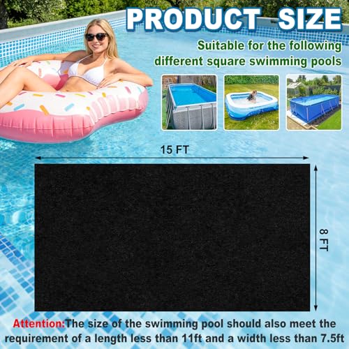 15x8Ft Rectangular Pool Liner Pad for Above Ground Swimming Pools,250g/㎡ Heavy Duty Pool Ground Mat Under Pool Pad, Durable Pools Bottom Liner Protector to Prevent Puncture and Extend Liner Life - size: 15x8 Ft