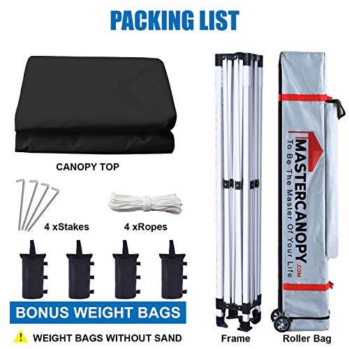 MASTERCANOPY Pop Up Canopy Tent Commercial Grade Instant Shelter (8x8, Black) - color: Black, size: 8x8
