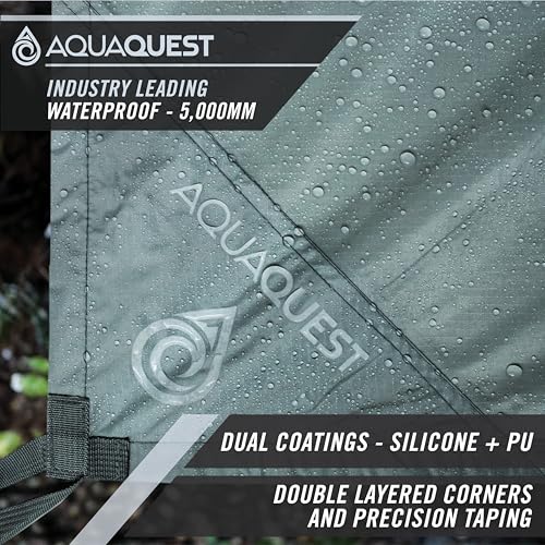 AquaQuest Guide Tarp – Ultralight Waterproof (5,000 mm) Seam-Taped 40D Ripstop Rain Fly for Backpacking, Stealth Camping & Thru-Hiking - color: Stealth Gray, size: 15 x 15 ft