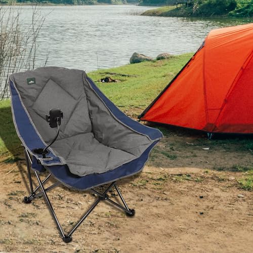 Northroad Oversized Foldable Camping Chair with Cell Phone Holder,Outdoor Padded Lawn Chair w/Cup Holder,Carry Bag for Beach, Hiking, and Picnics,Heavy-Duty 300-lbs Capacity, Blue - color: Blue With Phone Holder