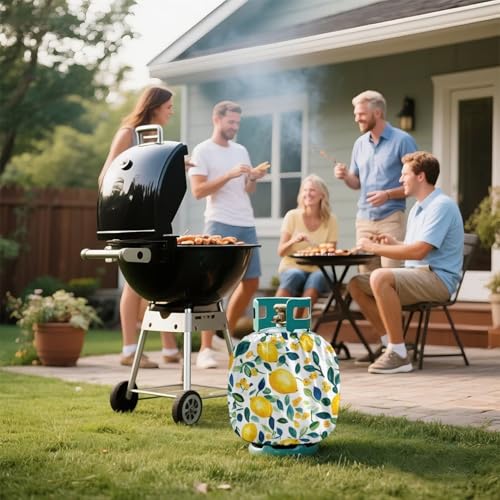 Propane Tank Covers 20lb Watercolor Lemon Outdoor Heavy Duty Waterproof Windproof Gas Tank Cylinder Cover with Elastic Brand, Dress up Your Gas Grill, Fits Standard 20lb Cylinder - color: Watercolor Lemon