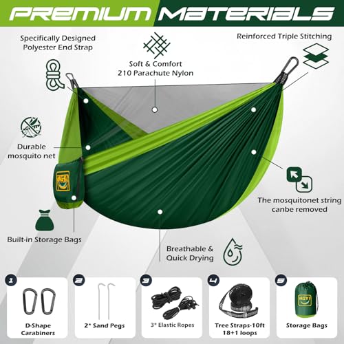 Camping Hammock Mosquito Net,Double & Single Portable Hammocks Hammocks with 2 Tree Straps,Hammock Tent for Travel Camping,Camping Accessories for Indoor Outdoor Hiking Backpacking Backyard Beach - color: Molv&guolv, size: Large