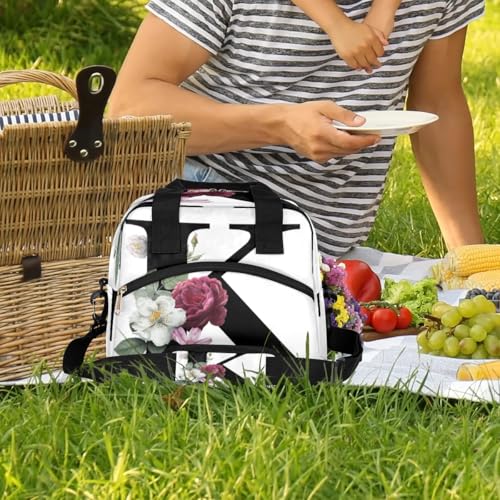 Letter K Insulated Lunch Bag for Women Men Reusable Waterproof Lunch Box Cooler Tote Bag One shoulder portable meal bag Portable Adult Lunchbox for Work Picnic Hiking Beach - color: Letter K