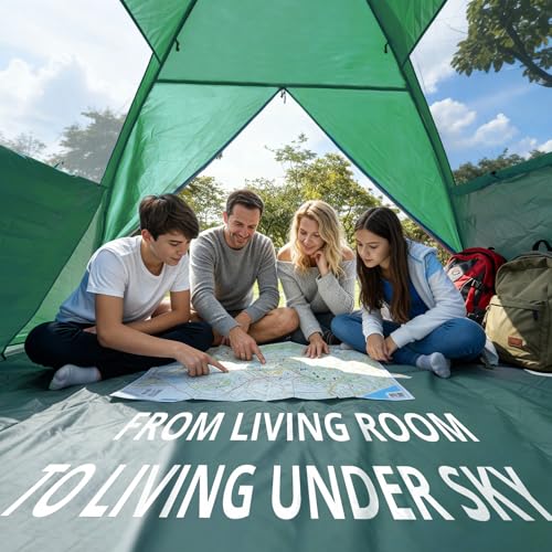 CAMEL CROWN Beach Tent UPF 50+ Sun Shelter for 2/3/5/6 Person, Lightweight Portable Sun Shade with Sand Anchor, Family Beach Day & Outdoor Adventures - color: Grass Green, size: 2/3 Person