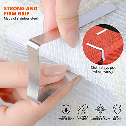 Large Tablecloth Clips [USA Based Brand]- 12 Pack Stainless Steel, Rust Proof Table Cloth Holding Clip - Perfect for Folding, Picnic, Party, and Outdoor Tables-Fits for 1.8~3 Inch Thick Table - color: Large 12 Pack (for 1.8 ~ 3inch)