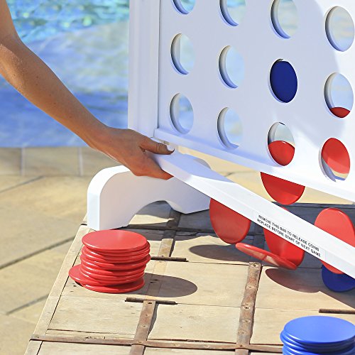 GoSports 3 Foot Giant Wooden 4-in-a-Row Connect Game – Jumbo Party Size with Heavy-Duty Coins – Easy Setup and Portable Design for Indoor and Outdoor Yard Game for Adults - style: Classic White Finish