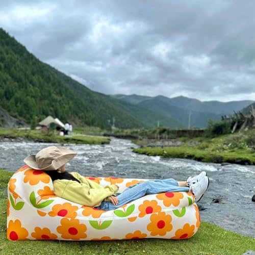Inflatable Couch for Camping,Inflatable Lounger Air Sofa Chair,Portable Festival Couch for Outdoor, Beach, Hiking, Picnics, Music Festivals (Sunflower) - color: Sunflower