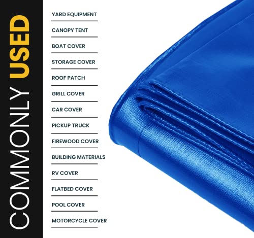 Extra Heavy Duty 16 Mil Tarp Cover, Waterproof, UV Resistant, Rip and Tear Proof, Poly Tarpaulin with Reinforced Edges for Roof, Camping, Patio, Pool, Boat. (Blue 6′ X 8′) - color: Blue-16 Mil, size: 6′ X 8′
