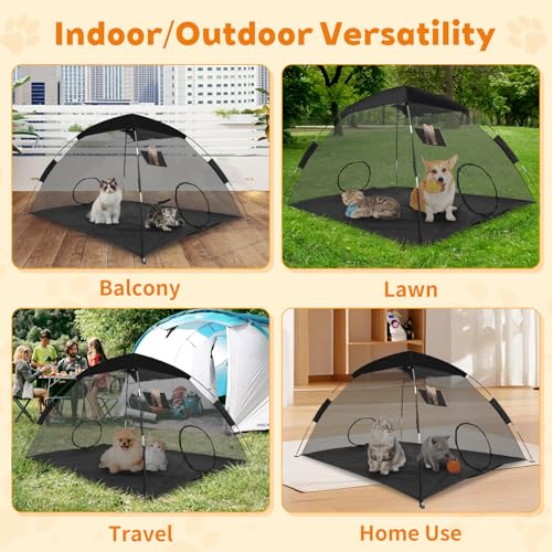 GEERTOP Portable Pet Tent for Cats Outdoor Camping Playpen Sunshade Cat Enclosures for Indoor Kittens Rabbits Guinea Pigs Small Animals Mesh House