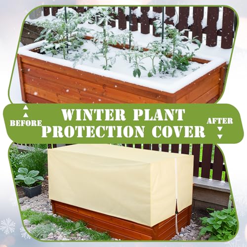 2 Pcs 102" x 51" Raised Garden Bed Cover for Winter Large Plant Covers Freeze Protection with Zipper Drawstring Frost Cloth Blanket Protection Box Bags for Garden Outdoor Plants Bush - size: 102 × 51 x 19.7 in