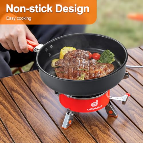 Odoland Camping Cookware Mess Kit, Camping Cooking Pot Fry Pan and 1.1L Kettle Set, Portable Camping Cookware Set with Mesh Bag for Camping, Backpacking, Outdoor Cooking and Picnic - size: 1.9L Pot + 0.86L Fry Pan + 1.1L Kettle