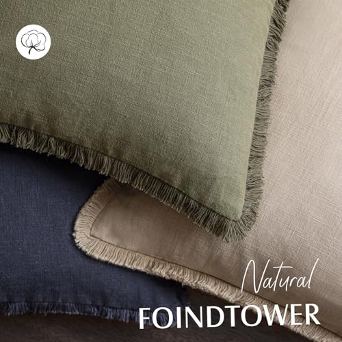 Foindtower Decorative Linen Fringe Throw Pillow Covers Cozy Boho Farmhouse Cushion Cover with Tassels Soft Accent Pillowcase for Chair Sofa Bed Living Room Home Decor, 16×16 Inch, 1PC,Tan Beige - color: Semolina, size: 16" x 16" (Pack of 1)