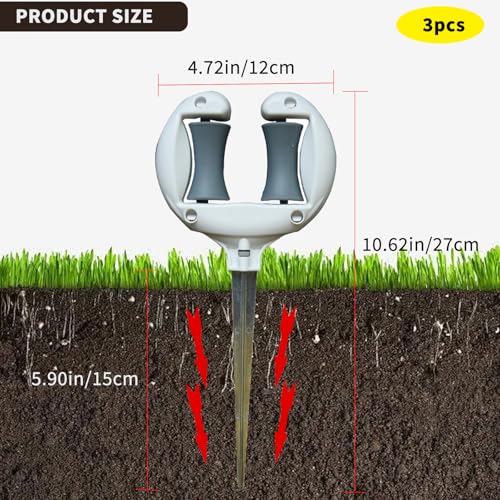 3 Pcs Garden Hose Guides for Outside - 10.6 Inch Rust-Proof ABS & Galvanized Metal Lawn Hose Guide Spike Holder, Roller Reel Lawn Hose Support, Garden Hose Guide Nail, Garden Hose Accessories
