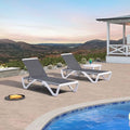 PURPLE LEAF Patio Chaise Lounge Chair Set of 3 Outside Aluminum Plastic Stackable Tanning Chairs for Pool Sunbathing Beach Deck Outdoor Lounger, Grey - color: Grey, style: 2 chairs + 1 table