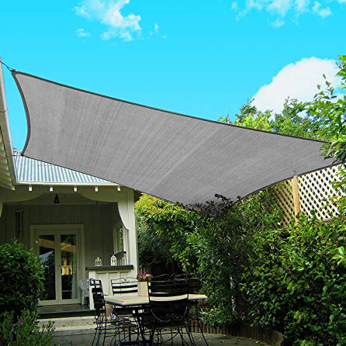FLY HAWK Rectangle Sun Shades Outdoor, 6' x 8' Patio Sun Shade Sail Canopy Sunshade Cover Sails Shade - Durable Fabric Cloth for Outdoor Garden Yard Pond Pergola Sandbox Deck Courtyard - Gray Color - color: Gray, size: 6' x 8'