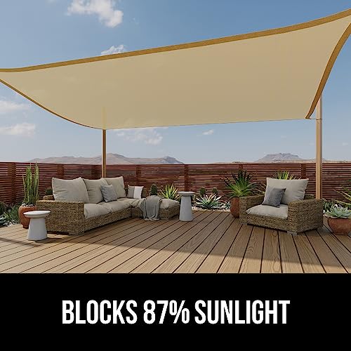 GORILLA GRIP Heavy Duty Sun Shade, UV Protection Fade Tear and Rust Resistant Rectangle Sunshade Canopy, Curved Edges Blocks Sunlight, Breathable Sail, Outdoor Patio, Lawn Garden, 6x10 FT Sand - color: Sand, size: 6' X 10', style: Rectangle