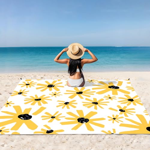 Beach Blanket, Waterproof Sandproof Beach Mat with 4 Stakes & 4 Pockets, 78''×86'' Large Compact Lightweight Sand Free Outdoor Essentials for Beach, Picnic, Travel, Camping - color: Retro Floral, size: 6.6x7.2 FT (1～4 Person)