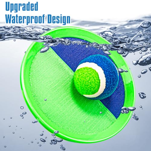 Shemira Toss and Catch Ball Game Set, Outdoor Outside Toys for Kids Ages 3 4 5 6 7 8-12, Beach Pool Yard Lawn Outdoor Games, Birthday Summer Gifts for Kids, 4 Paddles 4 Balls - color: Green, Pink, Blue