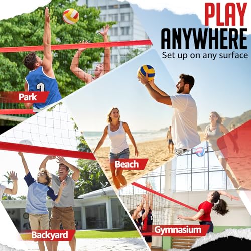 ZEALFEEL Volleyball Net, 12FT Training Set with 3-Level Adjustable Height (8'/7.4'/6.6'), Freestanding Portable Practice Net for Backyard, Serving & Spiking Drills, with Carry Bag for Outdoor & Indoor - style: 12FT Volleyball Net 3-Height Adjustable