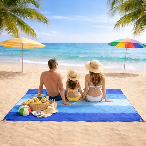 Beach Blanket Sandproof Waterproof 79" x 55", Portable Picnic Mat Mat, Sand Free Quick Drying Camping Blanket, Lightweight Beach Essentials for Picnic & Travel - size: 79x55 Inches