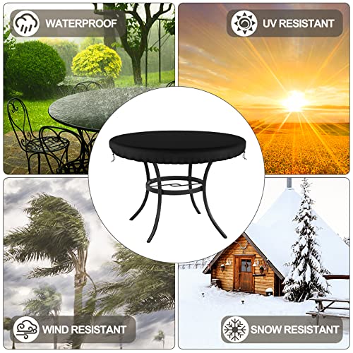 Demao Outdoor Round Table Covers, Waterproof Patio Furniture Covers, UV Resistant Anti-Fading Patio Cover for Outdoor Round Table, Black, 48 inch Diameter