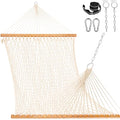 Lazy Daze Hammocks 12FT Double Rope Hammocks, 2 Person Hand Woven Cotton Hammock with Spreader Bar for Outside, Patio, Poolside, FIT 13-15 FT Stand, Max 450 Lbs, Natural, 141 x 57 inches - color: Natural