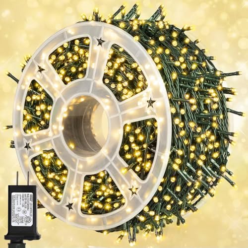 weillsnow 164Ft 500 LED Christmas Lights, Waterproof 8 Twinkle with Memory Functions Christmas Tree Lights for Indoor Outdoor Christmas Tree Garden Decoration (Warm White) - color: Warm White, size: 164FT