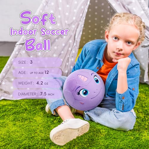 VangeBow Silent Indoor Soccer Balls for Toddlers 1-3, Inflatable Soft Plush Baby Toddler Soccer Ball Toys Gifts for Kid 3-5 Year Old Girl Boy First Birthday Gift (Unicorn, Pump Include) - style: Unicorn