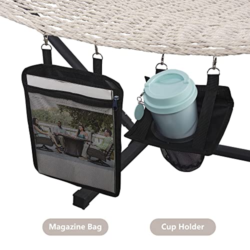 ANOW Rope Hammock Double Hammock with Hardwood Spreader Bar and Carrying Bag, 450 LBS Weight Capacity for Two Person, Natural - color: Natural, size: Without Stand