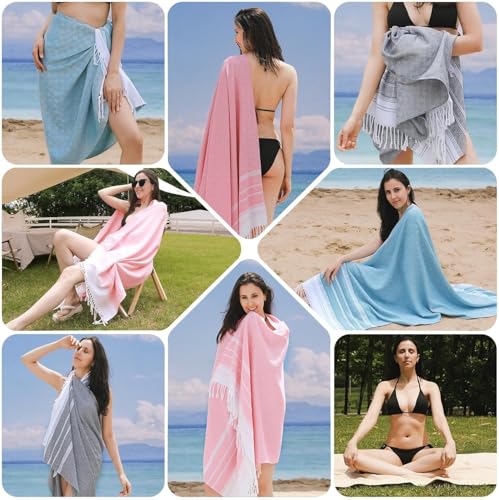 Genovega 6 Packs Oversized Turkish Beach Bath Towel Set Bulk 74"x38" Extra Large Sand Free Quick Dry Swim Camping Pool Clearance Towels Travel Blanket Adult Essentials Multi Stripe - color: Multi Stripe One