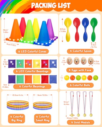 Eocolz 3 in 1 Carnival Games Set, Soft Plastic Cones Bean Bags Ring Toss Games for Kids Birthday Party Outdoor Games Supplies Combo Set - color: blue