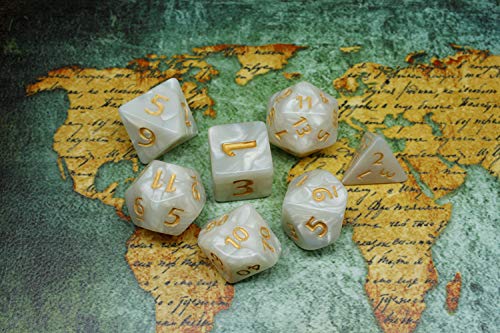 Dice- 25mm DND RPG Dice Set for Dungeons and Dragons D&D Pathfinder MTG Role Playing Dice Giant White Polyhedral Dice with Dice Bag - color: White