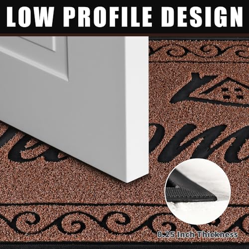 Yimobra Welcome Mat, Heavy Duty Sturdy Door Mats for Home Entrance Outdoor Indoor, Front Doormat for Outside Patio Floor Entry Porch Garage Office, Waterproof, Low Profile, 47 x 24, Maroon - color: Maroon, size: 47x24 Inch