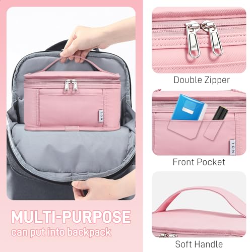 NOL Natural Organic Lifestyle Small Lunch Bag Mini Lunch Box Insulated Lunch Bag for Men/Women Leakproof Cooler Tote Bag Lightweight Nylon Waterproof Lunch Box For Work, Pink - color: Pink, size: Medium(5 Liters)